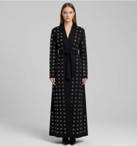 Warm Casual Stripe Contrast Color Women Coats Winter and Autumn Ladies Long Coat