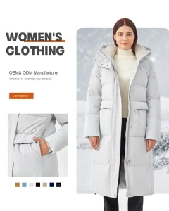 Warm Hooded Women’s Long Down Jacket Knee Length