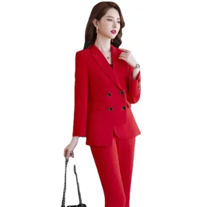 Western Style Two Pieces Slim Blazer Dress Women’s Tuxedo Fashionable Coats Winter and Autumn