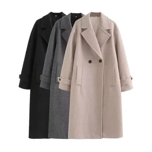 Winter Coats Ladies Casual Long Overcoat Women Loose Coat Notched Neck Jackets Oversized