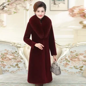 Winter Coats for Ladies Women High Quality Midi Length Fur Coat Women Thick Warm Oversized Trench Coat Women