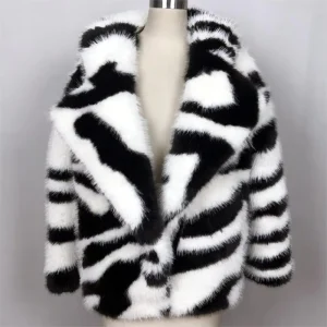 Winter Custom Print Fur Jacket Integrated Women’s Coat Suit Collar Imitation Fox Women Faux Fur Coat