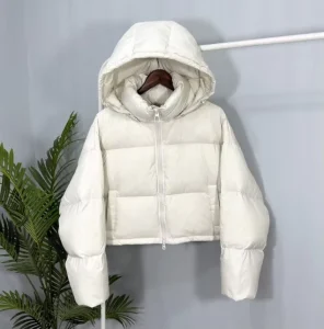 Winter Down Jacket Women’s Short High Waist Hooded Loose Breadman Coat