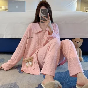 Winter Embroider Plus Size Women’s Sleepwear Pyjamas Pajama Sets Pijamas Mujer Cotton Nightgown Pj Cloth Night Suits for Women