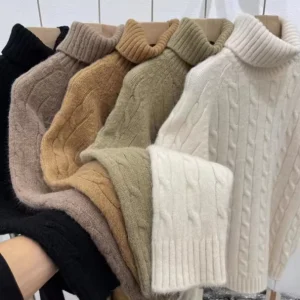 Winter Hot Seller Turtle Neck Thick Warm Ladies Sweater Wool Cashmere Knit Jumper Turtle Neck Popular Casual Style