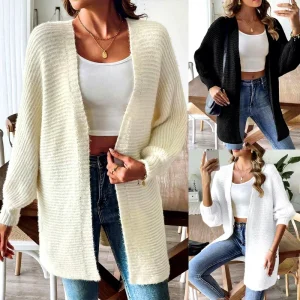 Winter Ladies Open Front Long Sleeve Knit Casual Women’s Soft Warm Coat Cashmere Cardigan Sweater Custom