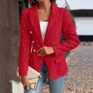 Winter Solid Color Double-breasted Women’s Blazers Suit