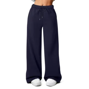 Winter Streetwear Sweatpants Women’s Workout Wide Leg Eco Friendly Windproof Cotton Blend Drawstring Closure 360g