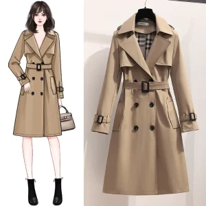 Winter Windcheater Elegant British Vintage High Quality Lady Modest Long Custom Made Ladies Jackets for Women’s Trench Coat