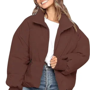 Winter Women’s Down Jacket High Neck Loose Short Down Jacket Outdoor Warm Jacket
