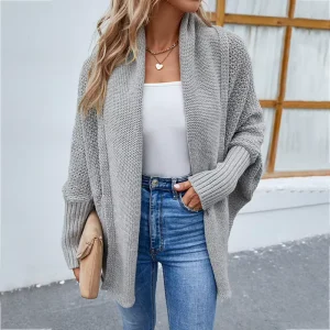 Winter Women’s Knitwear Solid Color Regular Sleeve Casual Single Breasted Front Logo Comfortable Sweater Open Slim-fit Pullover