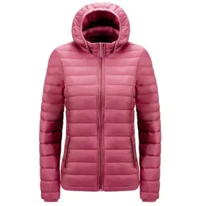 Winter Women’s Light Weight Down Coat Outdoor Windproof Hooded Down Jacket