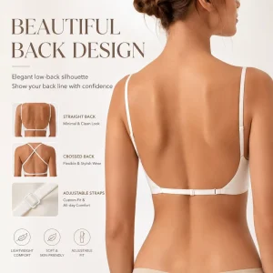 Wire Free Breathable 3/4 Cup Adjustable Straps Removable Pads Everyday Backless Ice Silk Criss Cross Traceless Bra