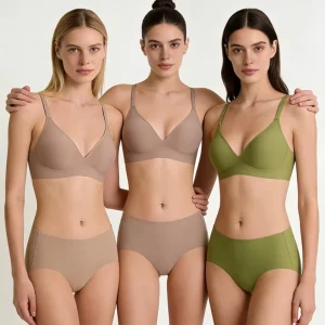 Wireless Seamless Jelly Bras and Women Underwear Set Custom Fashion Lace Bra and Panties Suit