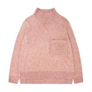 Woen’S Thick Sweater Vintage Solid Pocket Warm Knit Pullover High Neck Sweater for Women