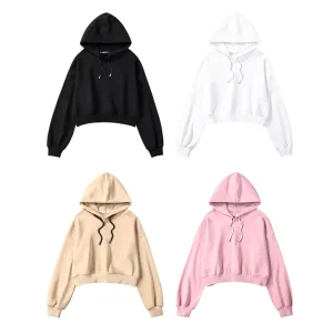 Woman Clothing Yoga Workout Gym High Quality Winter Athletic Sports Cotton Top Crop Hoodie Women