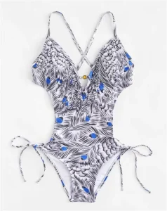 Woman Swimwear Custom Bikini One Piece Swimsuit Big Boobs Jewelry Cross Strap Printing Sexy Bikini Bathing Suit Women