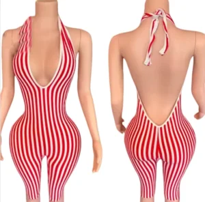 Women Active Romper New Sexy Sleeveless Hollow Out Backless Lace up Romper for Ladies