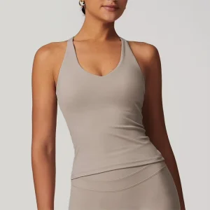 Women Activewear High Stretch V neck Work Out Yoga Tank Top Breathable Quick Dry Adjustable Strips Gym Vest