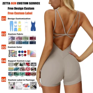 Women Activewear Square Neck Butt Lifting Stretch Workout Bodysuits Breathable Hollow Out Skinny Fitness Romper