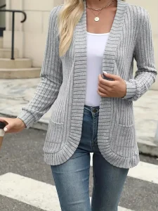 Women Autumn Cardigan With Pockets Soft Comfortable Knitted Long Cardigan Female Sweater Jacket