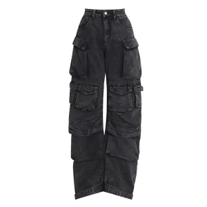 Women Baggy Pants Streetwear Harajuku Vintage Casual Pockets Cargo Pants Loose Straight Denim Women’s Pants & Trousers
