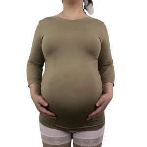 Women Basic Maternity Clothing All Day Comfortable Breathable Stretchable Ruched Side Shirred Supportive T Shirt for Pregnancy