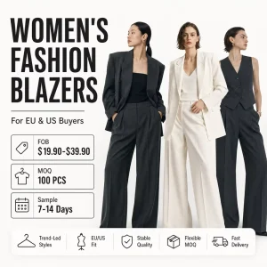 Women Blazer Suit Set Custom High End Fashion Jacket OEM ODM Factory 260GSM Double Breasted Tailored Fit OEKO TEX Standard 100