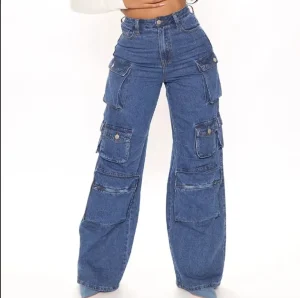 Women Cargo Jeans Y2K Streetwear Loose Fit Mid Waist Snow Wash Enzyme Sand Color Fade Proof OEM