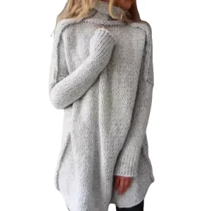 Women Cashmere Blend Chunky Knit Turtleneck Sweater Regular Sleeve Regular Length Casual Knitwear for Fall Winter