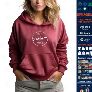 Women Casual Blank Cotton Hoodies Custom Digital Printed Polyester Crewneck Women’s Hoodie French Terry Hoodie 500gsm