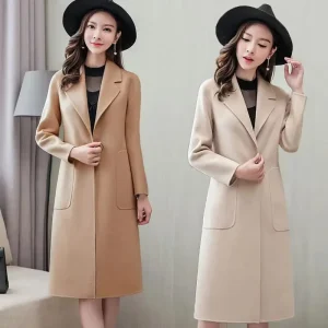 Women Coat Jacket Long Poncho Women’s Autumn Winter Korean Fashion Slim-fit Elegant Coat