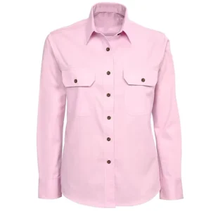 Women Cotton Work Shirt Half Button or Full Button Long Sleeve With Logo Embroidered Woven Custom Shirts