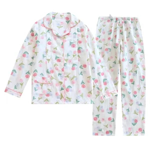 Women Designer Cotton Pajamas Two Pieces Printed Women’s Sleepwear