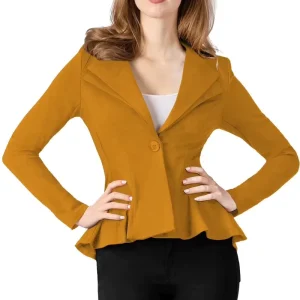 Women Double Notch Formal Wear Blazer Ladies Lapel Sharp Shoulder Pad Blazers Women’s Office Work Blazer