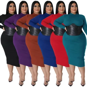 Women Fall Fashion Plus Size Women’s Stylish Solid Color Long