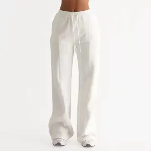 Women Falre Jogger 100% Cotton Breathable Soft Baggy Wide Straight Leg Pants Sweatpants