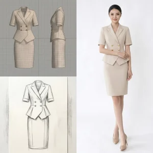 Women Formal Dress Belted Suit Set Professional Slim Business Office Lady Elegant Hotel Reception Hostess