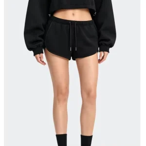Women Heavyweight French Terry Sports Shorts Casual Elastic Drawstring Waist Sweat Shorts