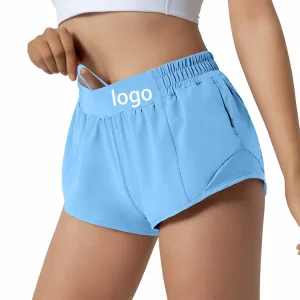 Women High Quality Casual Mid Solid Canvas Layers Tennis Sports Gym Running Workout Quick Dry Nude Feeling Elastic Waist Shorts