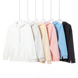 Women Hoodie 350GSM Lightweight Cotton Blend Stand Collar Pullover Oversized Seamless Solid Color Loungewear