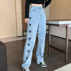 Women Jeans High Waist Loose Straight Wide Leg Denim Pants Casual Streetwear Vintage Baggy Trouser