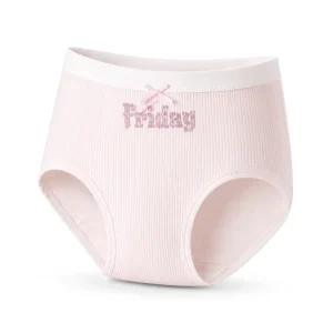 Women Letter Print Ribbed Panties Mid Rise Soft Breathable High Stretch 10A Antibacterial Gusset OEM