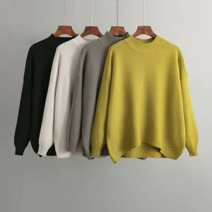 Women Long Sleeve Knitwear Ladies Oversized Jumper Winter Knitted Top Women Striped Pullover Sweater