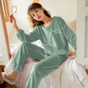Women Long Sleeve Solid Sleepwear Pajamas Set