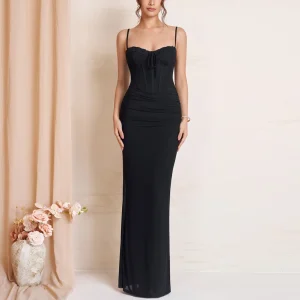 Women Long Slip Square Neck Dress Summer Party Evening Maxi Bodycon Dress