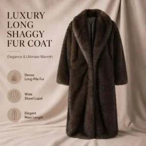 Women Long Winter Coat Faux Fur Jacket Thickened Warm Outerwear Brown Coffee Longline Trench Luxury Fluffy Oversize Coat