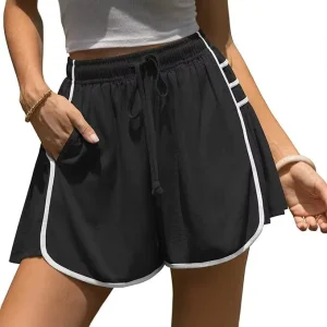 Women Loose Athletic Shorts High Waist Drawstring Wide Leg Quick Dry Casual Running Yoga Gym Sport Shorts Lounge Activewear