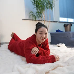 Women Loungewear Sets Soft Skin Friendly Round Neck Oversized 2 Piece Knitted Pajamas Set for Winter