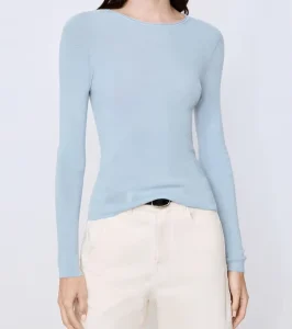 Women Merino Wool Soft Knit Sweater Seamless 18GG Pullover Long Sleeve Classic Crew Neck Top